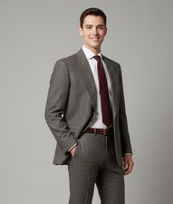 Jones New York Mens Wool Glen Check Plaid Blazer Coat Sports Coat Taupe Gray 42R