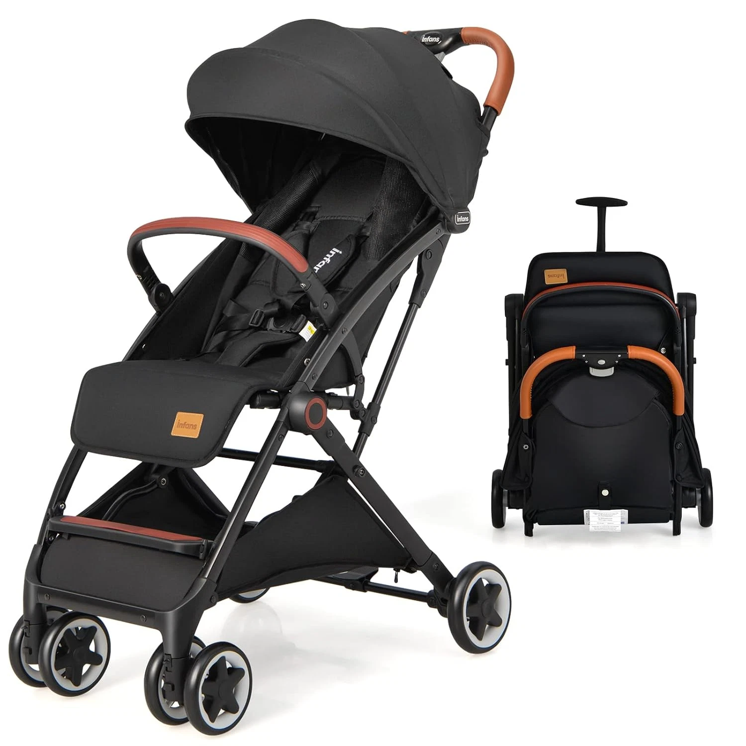 Compact Lightweight Baby Stroller with One-Hand Fold & Canopy for Travel