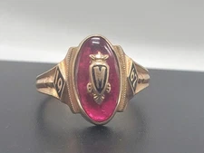 Vintage 10K Gold 1967 High School Class Ring Sz 6.5 Red Glass? MHS Balfour 4.9g