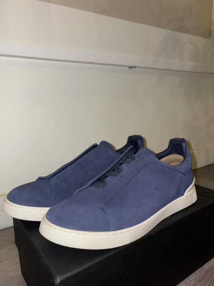 Zegna Zapatos Hombre Triple Puntada Gamuza Tenis Foto 3 de 4