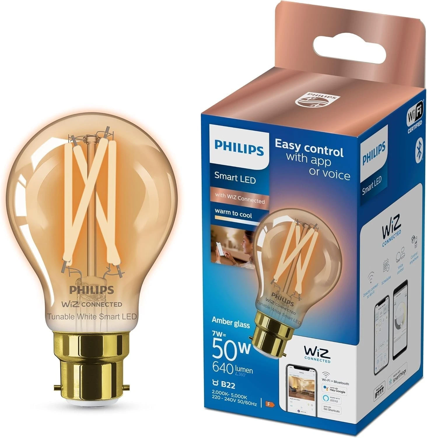 Philips WiZ Vintage Smart LED B22 7W 903lm