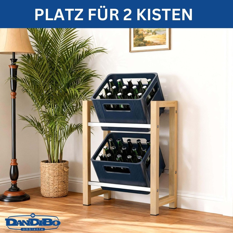 Étagère à boissons 2 boîtes bois bambou acier inoxydable 96657 étagère à bois...