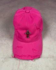 New Chrome Hearts Style Cap Hat Pink Iron Cross Women’s Men’s With Torn Effect