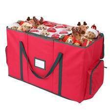2-in-1 Christmas Ornament Storage Box  Xmas Figurine Container with Dual Zip...
