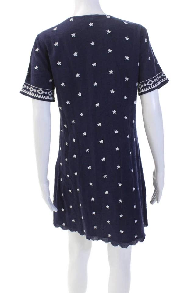 Vestido Samson Mujer Algodón Bordado Manga Corta Azul Marino Talla M Foto 3 de 4