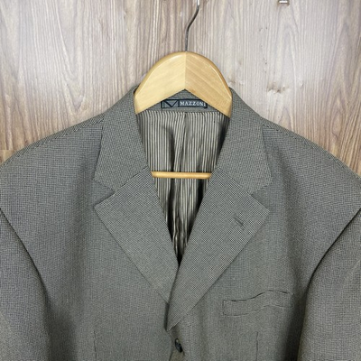 #ad Mazzoni Sport Coat Mens 44R Brown Multicolor Polyester Viscose Three Buttons $45.00