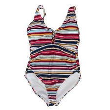 Anne Cole Swimwear Boardwalk Stripe Square Keyhole One-Piece Swimsuit, Womens 12