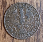 1931 Poland 5 Groszy Bronze Coin With Crowned Eagle In Vf+ Condition (M142)