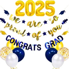 Navy Blue Gold 2025 Graduation Party Decorations Foil Balloon 2025 We are So Pro