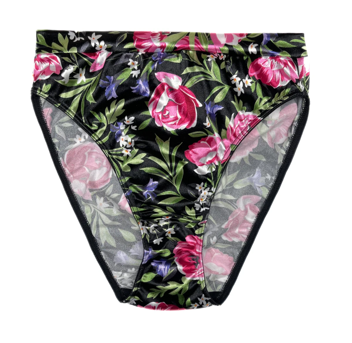 Ultra High Leg Satin Panty Floral Print XL