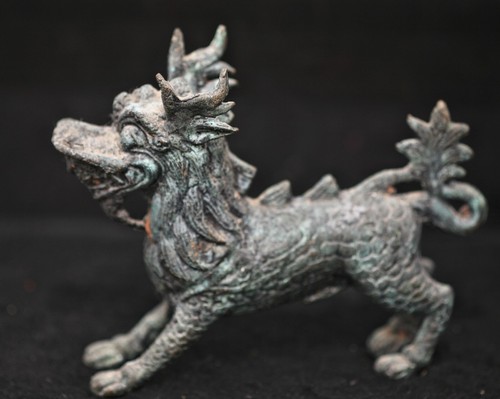 Fantastic Antique Chinese Hand-Crafted Bronze Qi Lin Dragon Statue - Picture 10 of 11