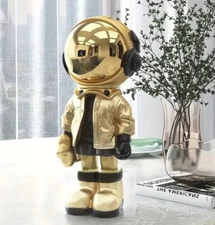 NEW 14" Golden Astronaut Spaceman with Headphones. Resin Statue Figurine 14x5x4