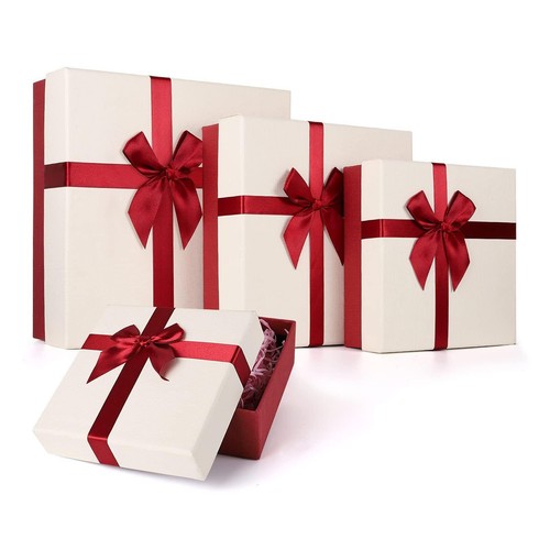 Gift Boxes with Lids, 4 Christmas Gift Boxes for Presents, Luxury Gift Wrap B...