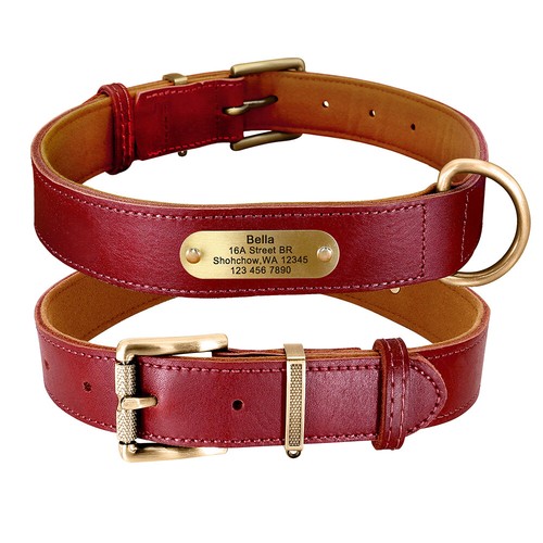 Real Leather Dog Collar and Lead Set Personalised Custom Name Engraved XS-XXL - Picture 23 of 28