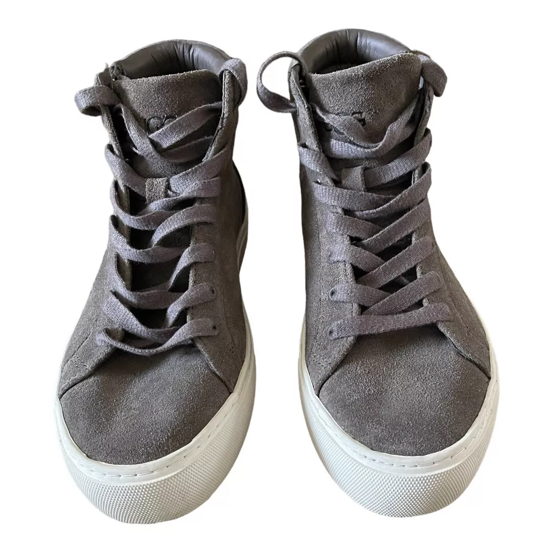Ugg Women s Ollie Mole Gray Leather Suede Platform Hidden Heel Sneakers Size 5