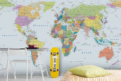 3D World Map Wallpaper Wall Mural Removable Self-adhesive 1767