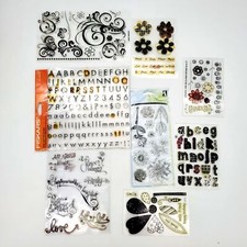 Clear Lettering Stamps Fiskars Lot of 7 Flowers Sayings Monarch Ink Stamping Let