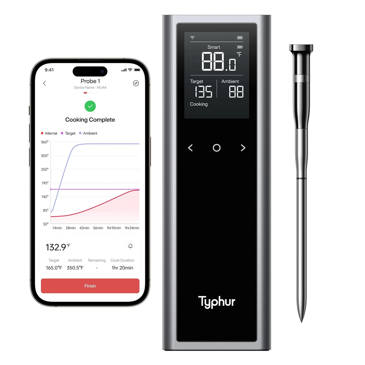 Sync One Smart Wireless Meat Thermometer with LCD Display & Unlimited Range