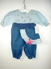 Girls Small Steps 2 Pc. Denim Coveralls & Mat...