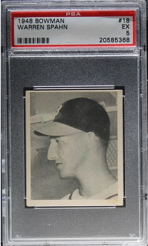 1948 Bowman 18 Warren Spahn, Boston Braves, PSA 5