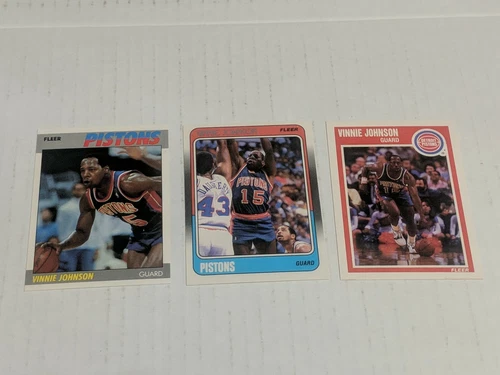 1987 1988 & 1989 Fleer VINNIE "The Microwave" JOHNSON! Pistons! Baylor Bears!