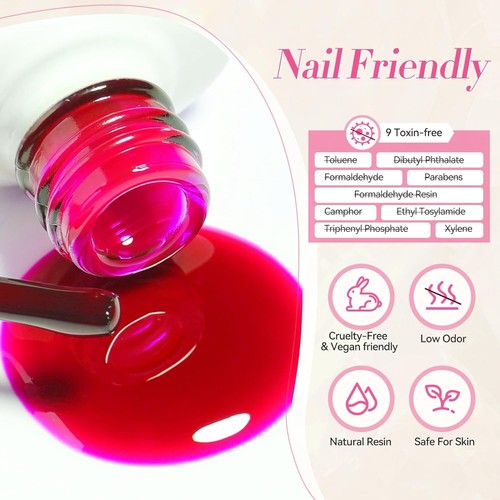 Jelly Gel Nail Polish Set, 6PCS Neon Colors - Green, Yellow, Hot Pink, Red, Blue - Picture 8 of 8