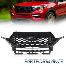Fit Ford Explorer ST Front Bumper Upper Grille Grill Gloss Black 2020-2022 New