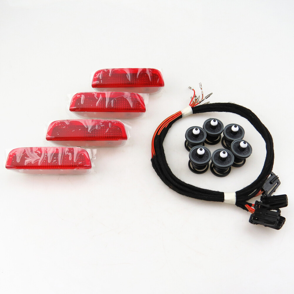 0EM Door Warning Lights+Harness+Clips Kit For VW Golf Jetta MK5