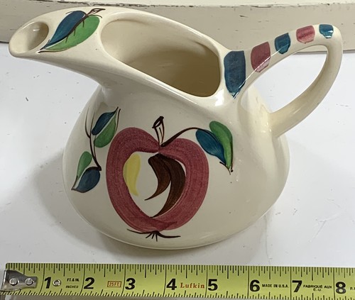 Vtg Purinton Pottery Handpainted MCM Pitcher 60s Apple & Leaf Dutch Jug 6” X 8” - Picture 9 of 13
