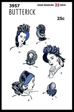 BUTTERICK 3957 Hat Pattern Victorian Bonnet UNPRINTED