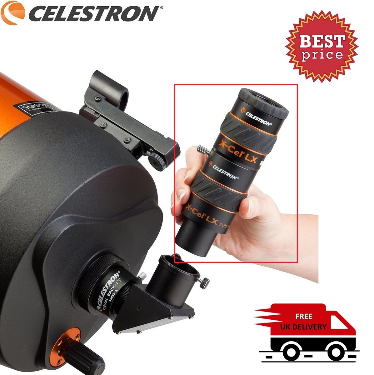 Celestron 93428 X-Cel LX 1.25-Inch 3X Barlow Lens (Black) ＆ 18778