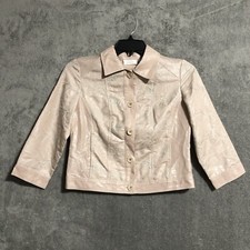 Chicos Lagenlook Jacket 3/4 Sleeve Embroidered Blush Pink Size 0 Chest 37 in