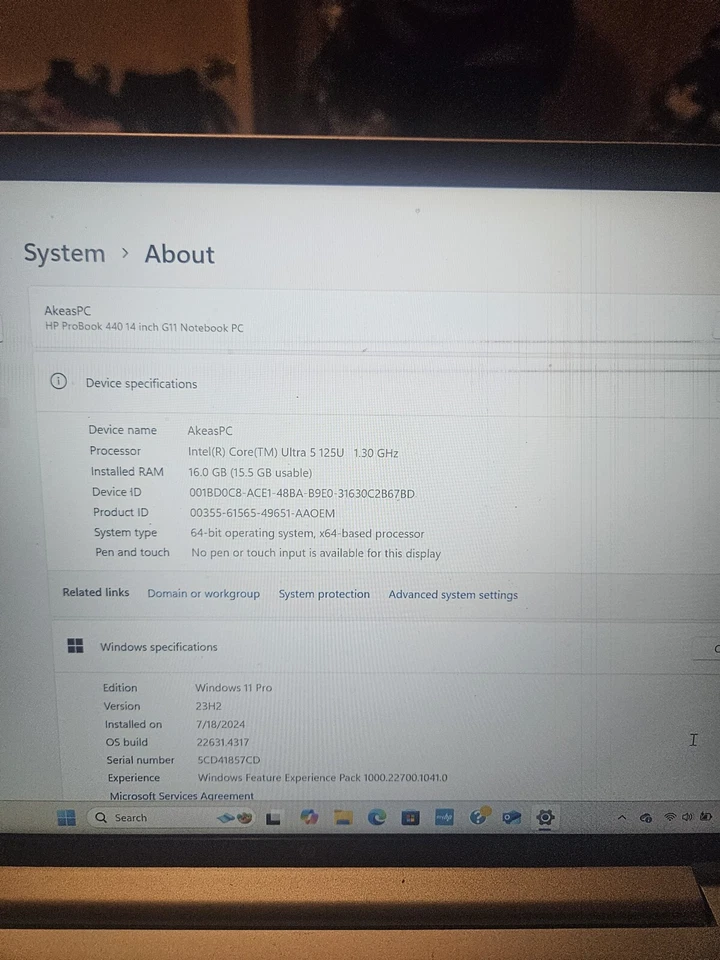 HP ProBook Laptop Computer 14" WUXGA Touch Screen Intel Core Ultra 5 16 GB - Image 4 of 4