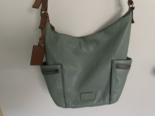 FOSSIL Emerson Pebbled Leather Hobo Crossbody Handbag Bag Purse Sea Glass Brown - 第 14/15 張圖片
