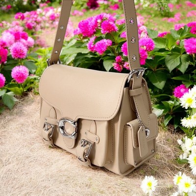 COACH CT721 Leather Soft Tabby Shoulder Bag Crossbody Beige Outlet NEW #GBJ