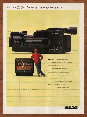 1991 Sony Handycam Vintage Print Ad/Poster Camcorder Video Camera