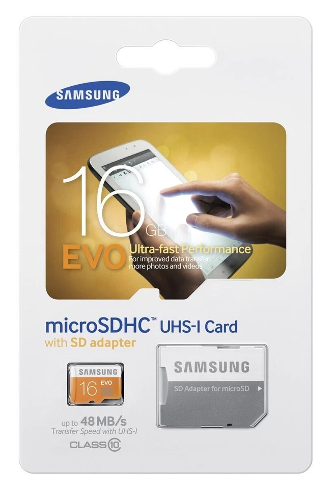SAMSUNG EVO Micro SD Card 16GB with Adapter Memory Class 10 Fast HD Genuine OEM - Image 2 of 2