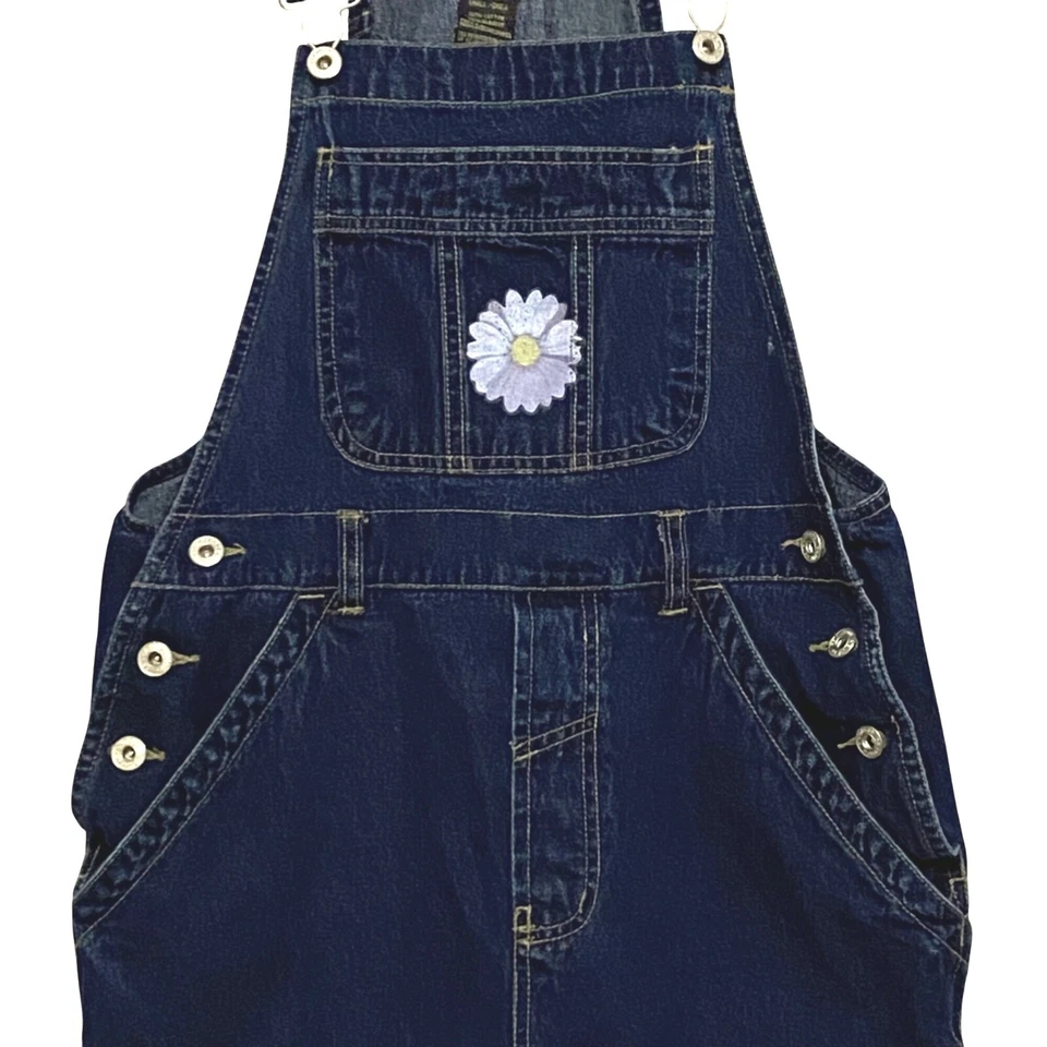 Route 66 Womens Shortalls S Blue Jean Denim Boho Hippie Floral Granola Girl - Image 2 of 4