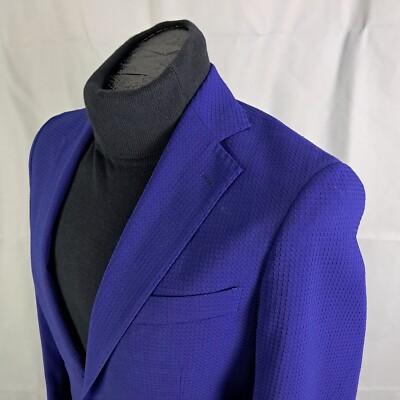Byron British Style Sportcoat 38S Men Slim Fit Blue Indigo Waffle