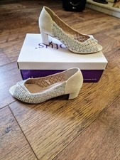 Lotus Attica Silver & Diamanté Open Toe Court Shoes.Size 3UK.Brand New!