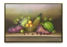 NY Art-Original Oil Painting of Still-Life Fruits on Canvas 24x36 Framed