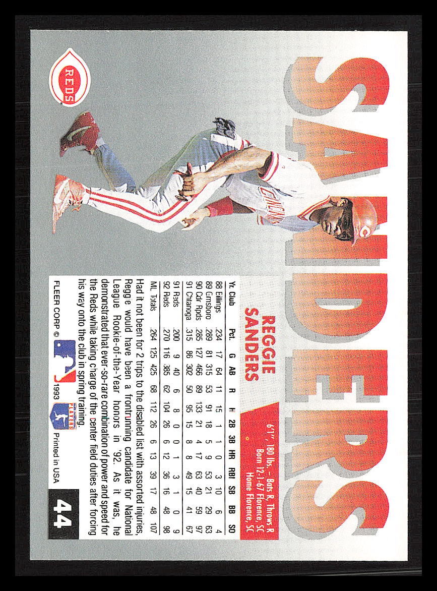 Reggie Sanders 1993 Fleer #44 Cincinnati Reds | eBay