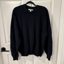 VTG Geoffrey Beene Navy  Sweater Men XXL CableKnit Fisherman Chunky Grandpa