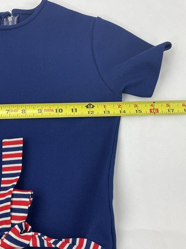 VINTAGE Handmade 70’s Navy Sailor Girls Size S Dress Size Red White Nautical - Picture 5 of 10
