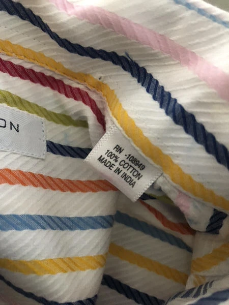 ALEX CANNON EUC Multicolor Rayas Algodón 161/2 32-33 Foto 4 de 4