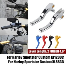 2 FINGER 4.8" Aluminum Brake Clutch Lever For Harley Custom XL1200C XL833C 2003