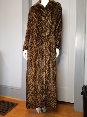 Sense USA Long Velvety Leopard Coat 1990s Soft Gothic Punk