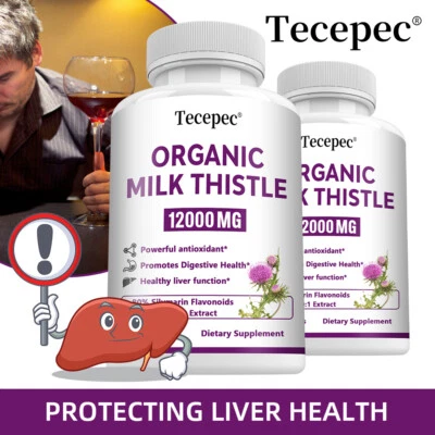 TECEPEC Organic Milk Thistle 30:1 Extract 12000 mg (Silymarin) - Healthy Liver Function