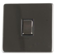 Screwless Light Switch Wall Plate 1 Gang 2 Way 10AX 250V Black Nickel