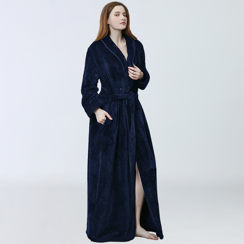 Ladies Womens Bathrobe Long Fleece Dressing Gown Luxury Winter Housecoat Robe DK image 7